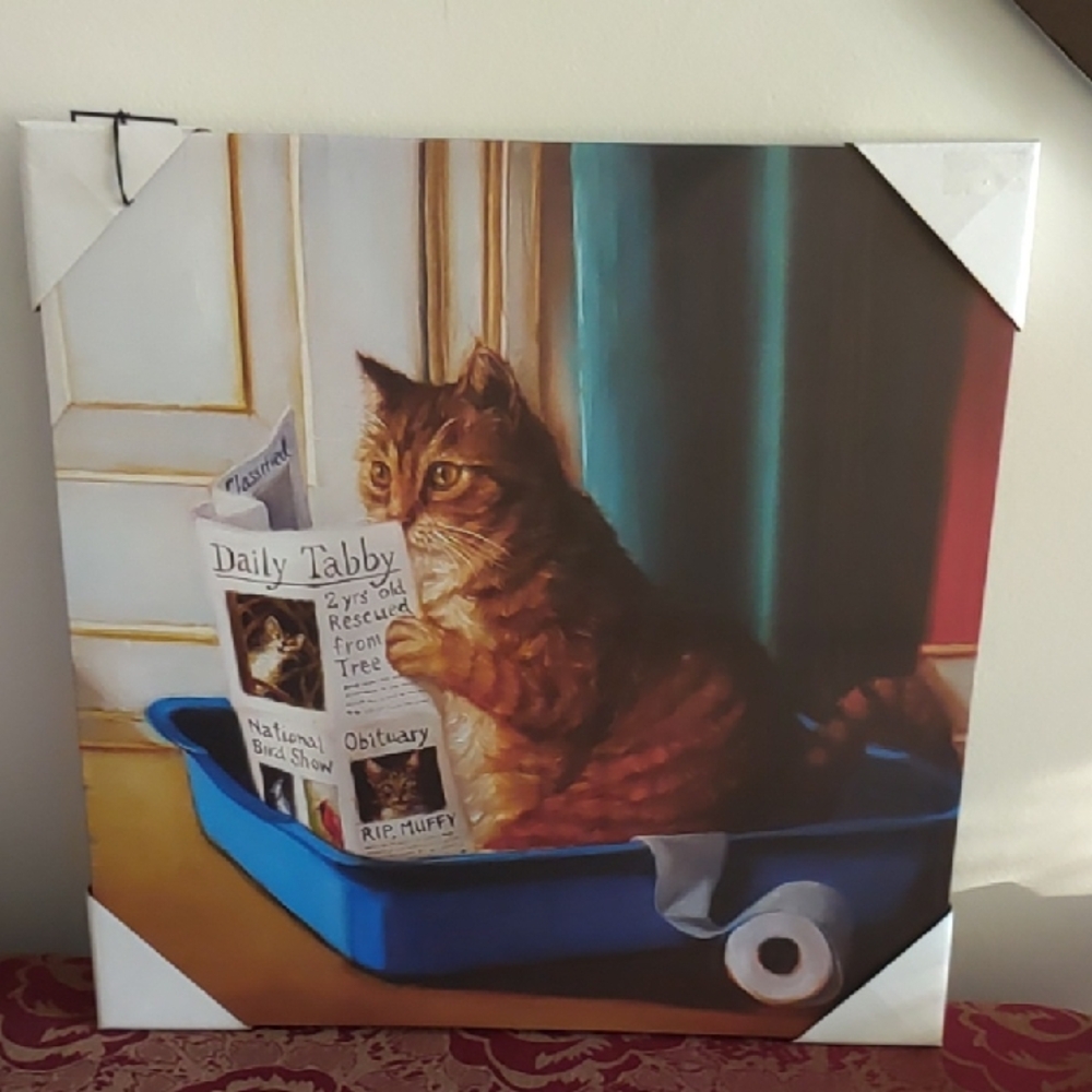 Lucia Heffernan Cat Reading Newspaper Canvas Art